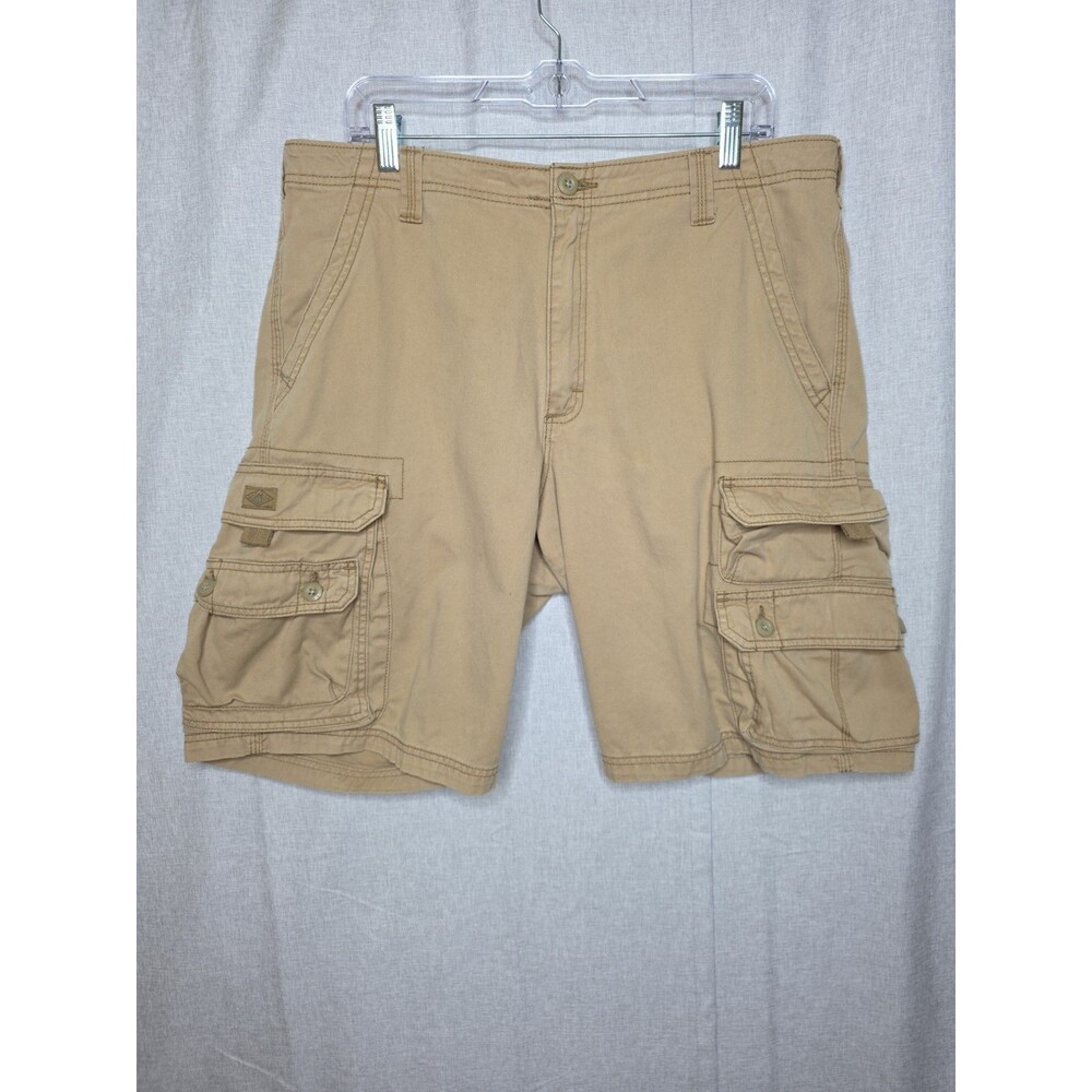 Lee Dungarees Gorpcore Cargo Shorts Mens 38 Tan Beige Cotton Twill Heavy Duty